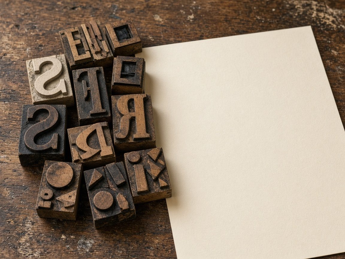 Blocco tipografico e carta nell'atelier