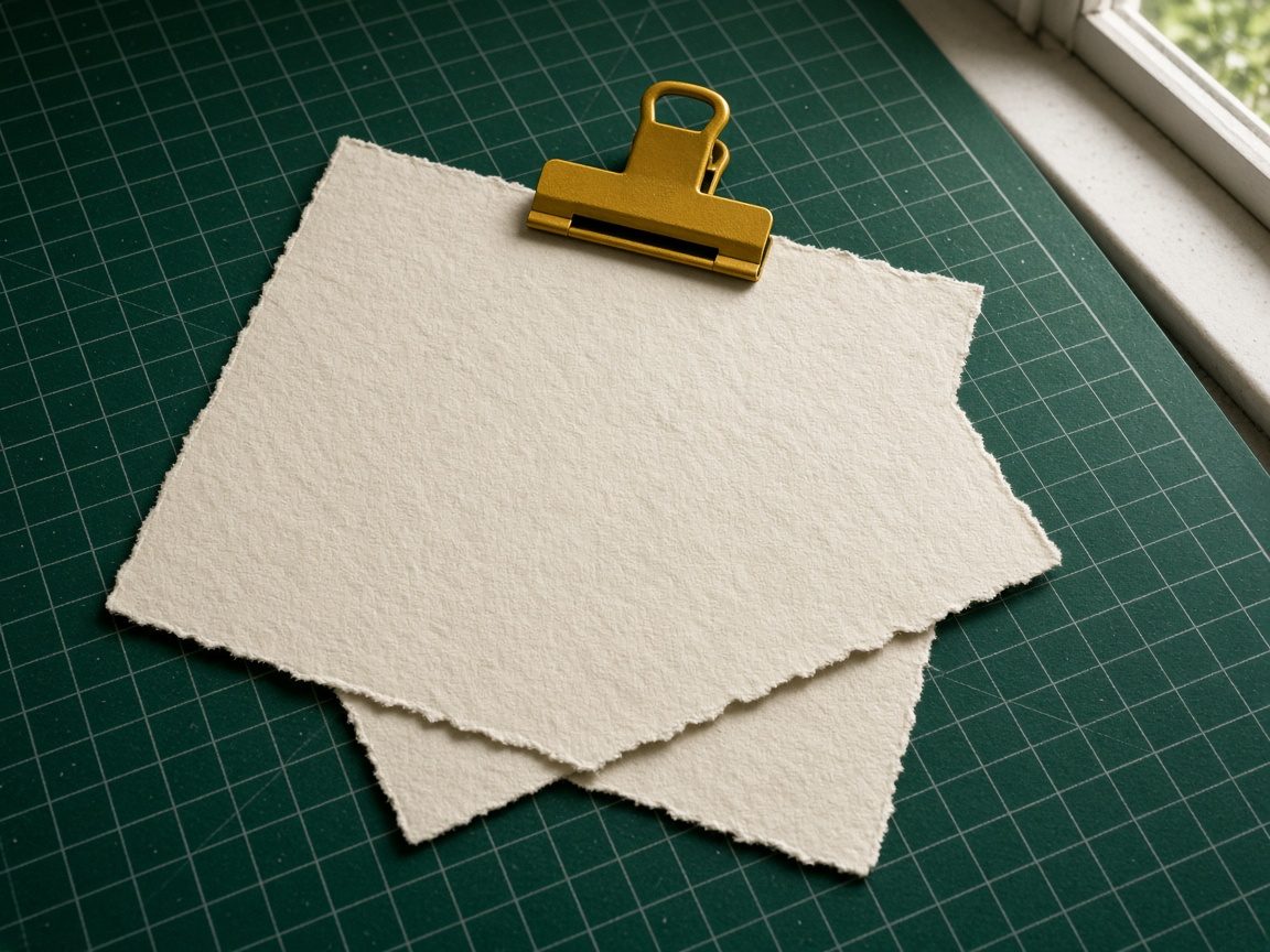 Fogli di brand su tappeto verde nell'atelier