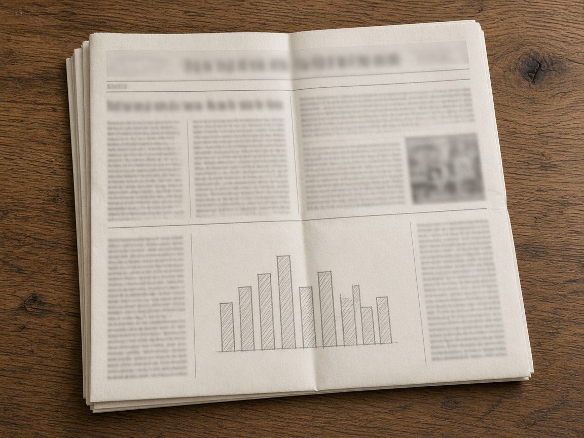 Foglio di giornale e schizzo di performance su carta